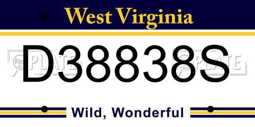 D38838S West Virginia License Plate
