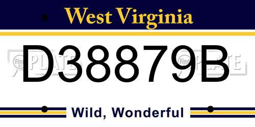 D38879B West Virginia License Plate