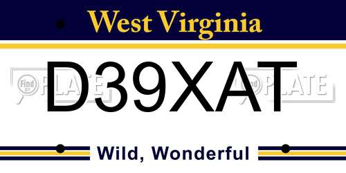 D39XAT West Virginia License Plate