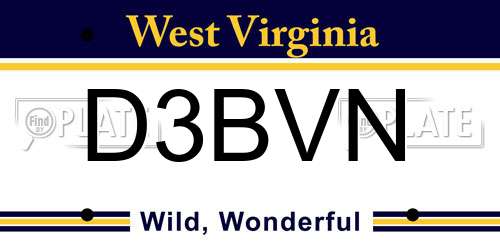 D3BVN West Virginia License Plate
