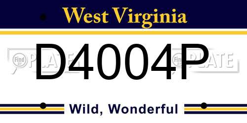 D4004P West Virginia License Plate