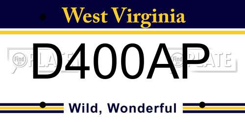 D400AP West Virginia License Plate