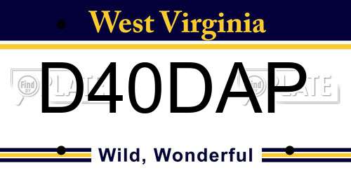 D40DAP West Virginia License Plate