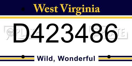 D423486 West Virginia License Plate