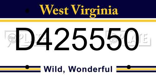 D425550 West Virginia License Plate