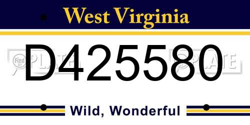 D425580 West Virginia License Plate