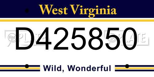 D425850 West Virginia License Plate