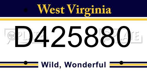 D425880 West Virginia License Plate