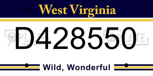 D428550 West Virginia License Plate