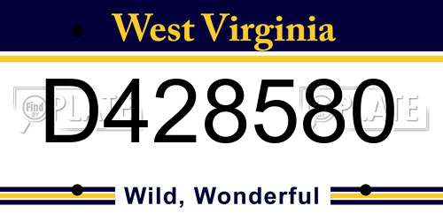 D428580 West Virginia License Plate