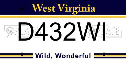 D432WI West Virginia License Plate