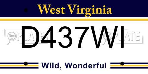 D437WI West Virginia License Plate