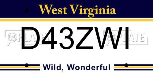 D43ZWI West Virginia License Plate