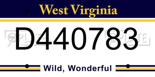 D440783 West Virginia License Plate