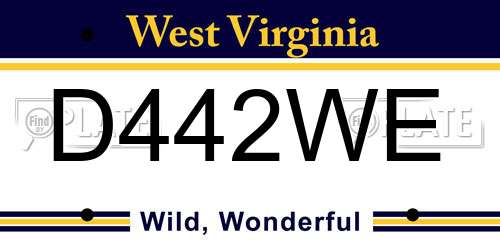 D442WE West Virginia License Plate