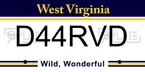 D44RVD West Virginia License Plate