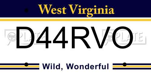 D44RVO West Virginia License Plate