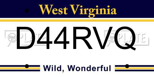 D44RVQ West Virginia License Plate
