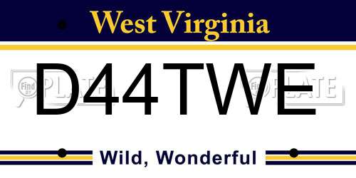 D44TWE West Virginia License Plate