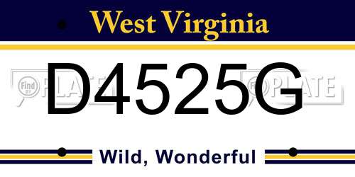 D4525G West Virginia License Plate
