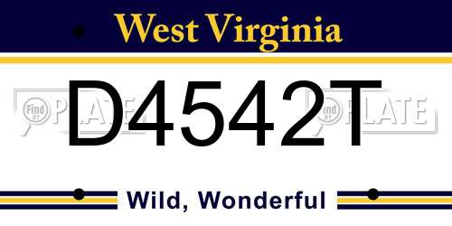 D4542T West Virginia License Plate