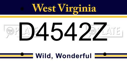 D4542Z West Virginia License Plate
