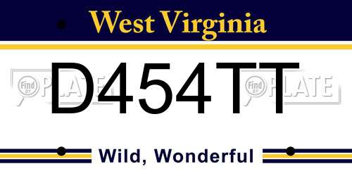 D454TT West Virginia License Plate