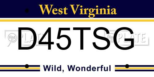 D45TSG West Virginia License Plate