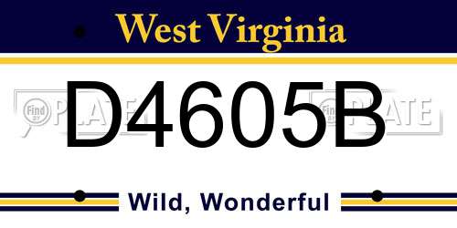 D4605B West Virginia License Plate