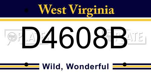D4608B West Virginia License Plate