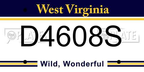 D4608S West Virginia License Plate