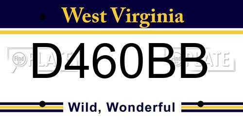 D460BB West Virginia License Plate