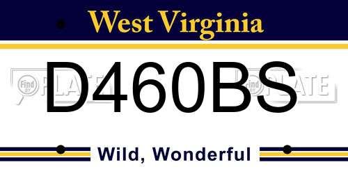 D460BS West Virginia License Plate