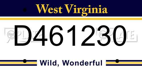 D461230 West Virginia License Plate