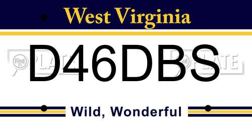 D46DBS West Virginia License Plate