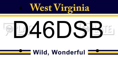 D46DSB West Virginia License Plate