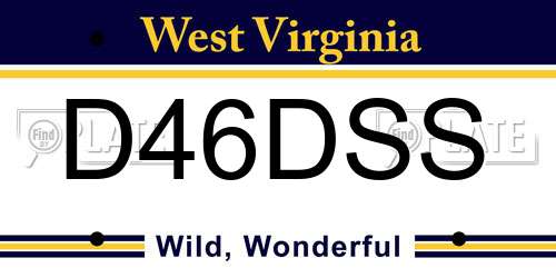 D46DSS West Virginia License Plate