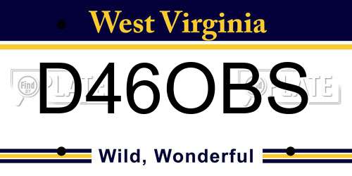 D46OBS West Virginia License Plate