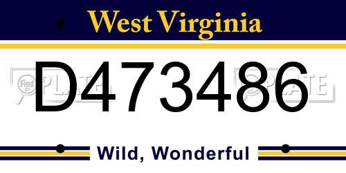 D473486 West Virginia License Plate