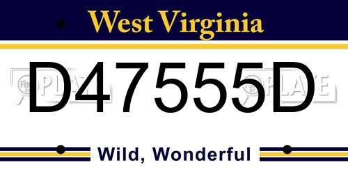D47555D West Virginia License Plate