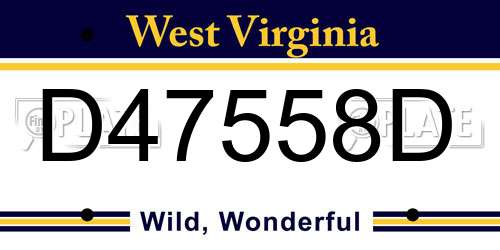 D47558D West Virginia License Plate
