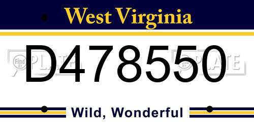 D478550 West Virginia License Plate