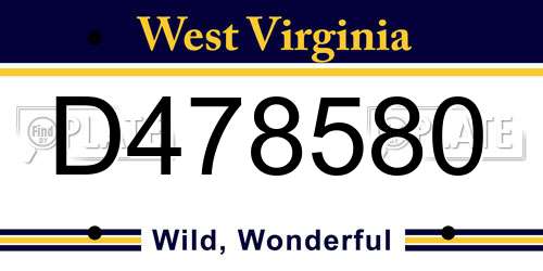 D478580 West Virginia License Plate