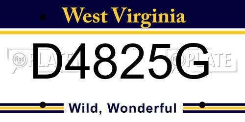 D4825G West Virginia License Plate