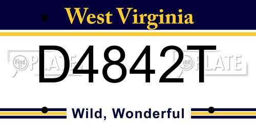 D4842T West Virginia License Plate