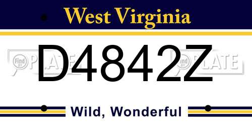 D4842Z West Virginia License Plate