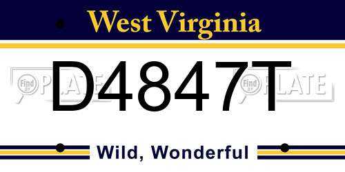 D4847T West Virginia License Plate