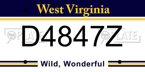 D4847Z West Virginia License Plate