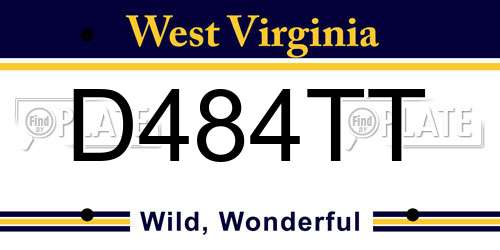 D484TT West Virginia License Plate