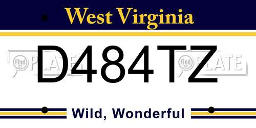 D484TZ West Virginia License Plate
